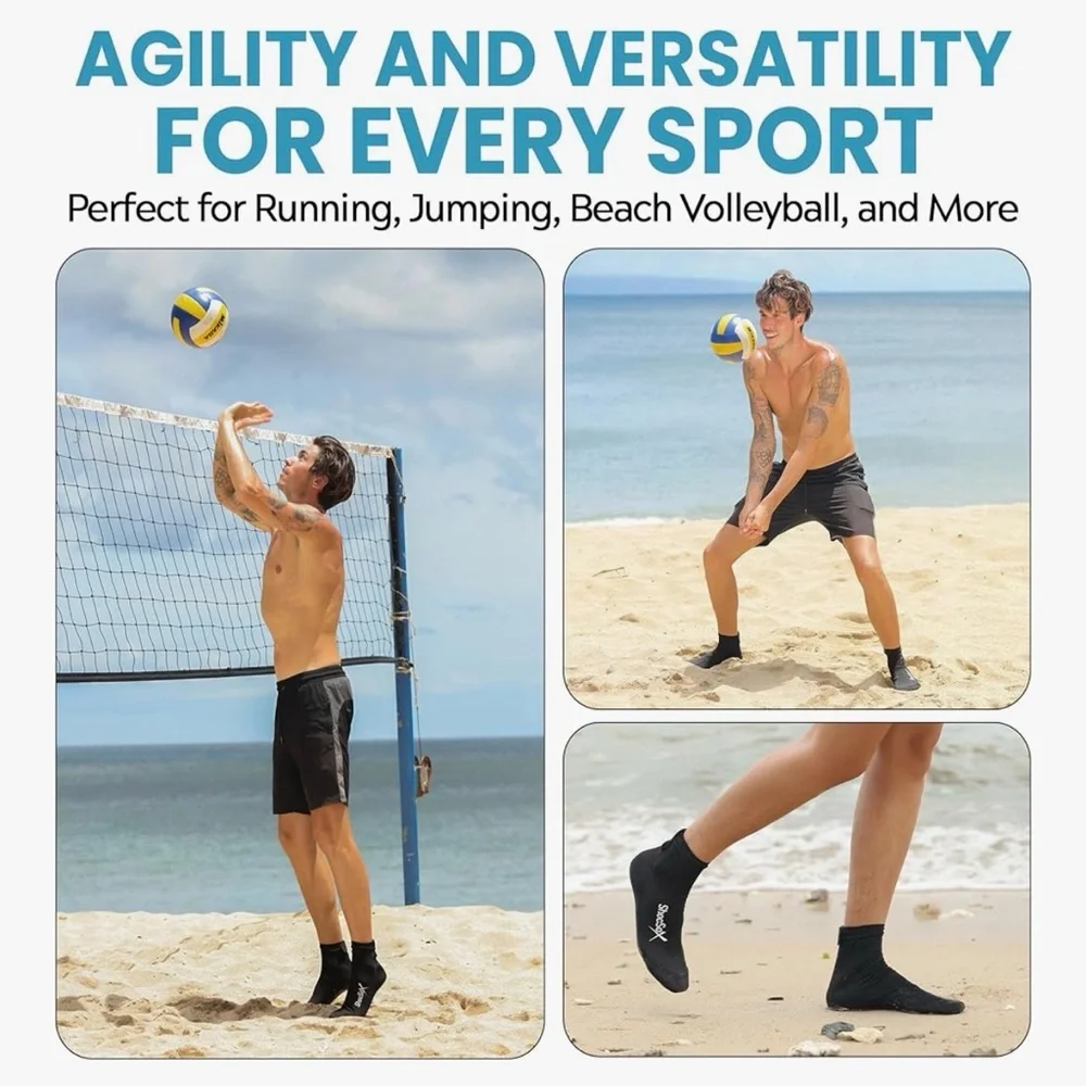 ShocSox Black Water Socks with Kevlar Sole Volleyball Soccer Athletic